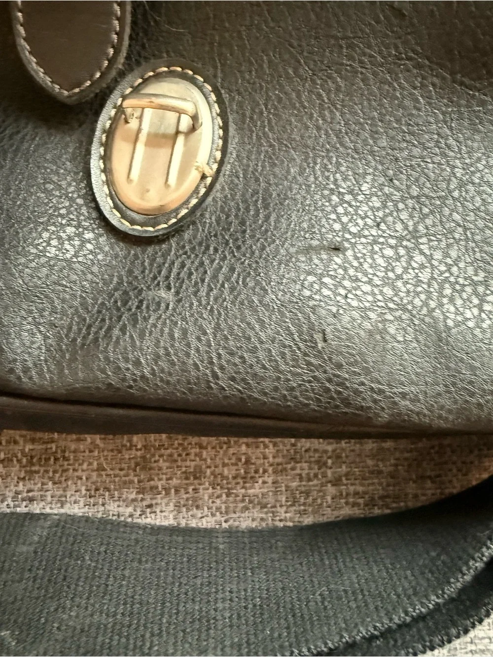 Vintage Gap Faux Leather Black Messenger Bag Briefcase